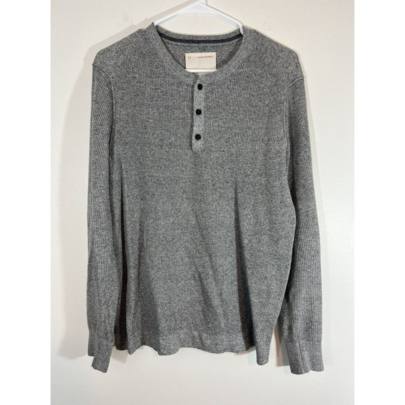 Banana Republic Heritage Collection Men's Sweater Henley Banded Hem Medium Gray - Picture 1 of 9